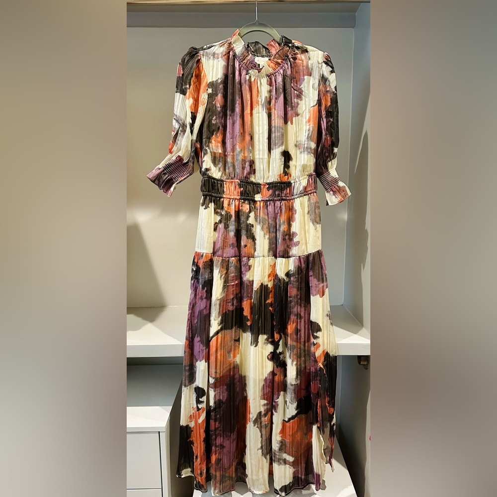 Multicolored Puff Sleeve Tiered Sundress